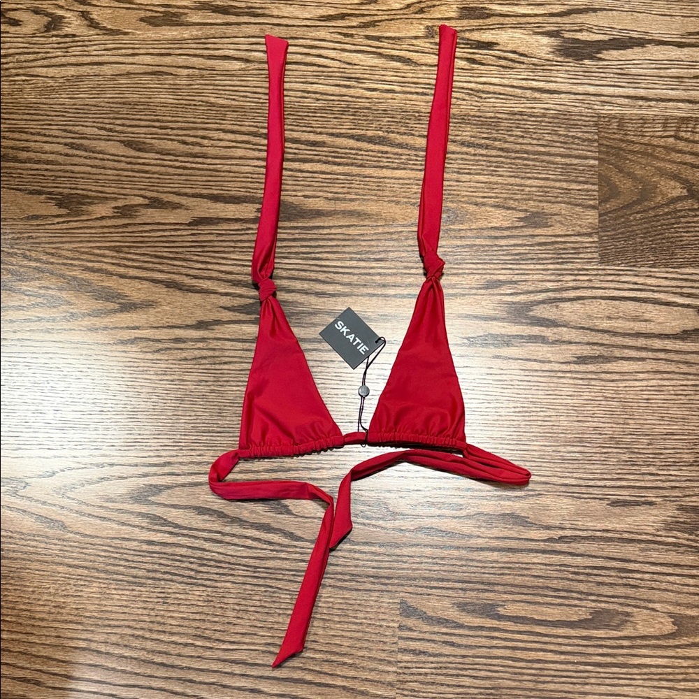 Skatie Red Triangle Bikini Top